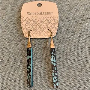 Unique gold & blue/grey earrings